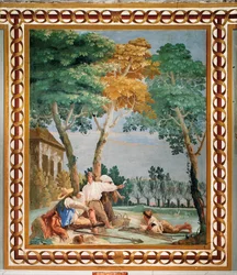 Die Rast der Bauern, aus dem Raum der ländlichen Szenen, in der Foresteria, 1757
