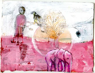 Holztaube und Elefant, 2014