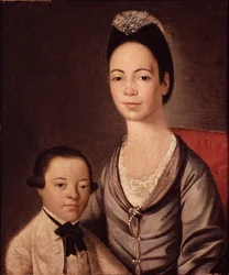 Frau Aaron Lopez und ihr Sohn Joshua