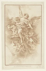 Engel mit drei Putti in Wolken