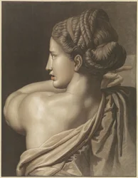 Frau zeigt, von hinten gesehen