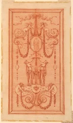 Entwurf für ein dekoratives Paneel (mit Nymphen und Girlanden)