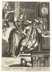 Junge Frau mit altem Mann, bedroht vom Tod