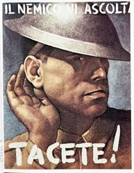 Schweigt, der Feind hört euch zu - Italienisches Propagandaplakat, um 1942. Illustration von Gino Boccasile (1901-1952)