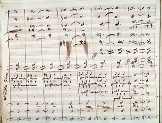 Musikalische Partitur für die Arie Questavventura, in Der Barbier von Sevilla