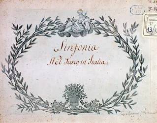 Seite der Partitur der Symphonie von Der Türke in Italien von Gioacchino Rossini