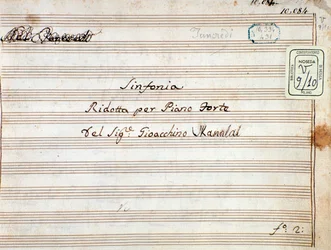 Notenblatt der reduzierten Symphonie für Klavier von Tancredi, Oper von Gioacchino Rossini