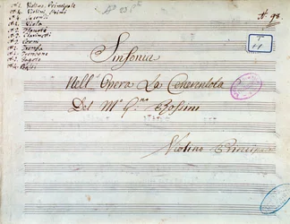 Titelseite der Partitur für Violine zur Symphonie in Aschenputtel, oder Güte triumphiert von Gioacchino Rossini
