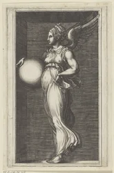 Allegorische Figur mit einer Kugel