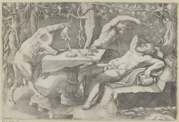 Silenus, ein Satyr und eine Ziege