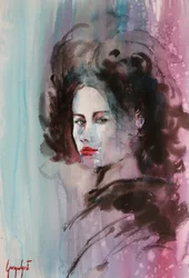 Ausdrucksstarke Aquarell Frau