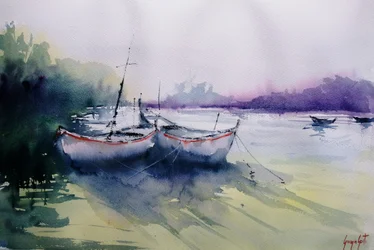 Neblige Morgenboote