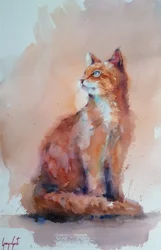 Orangene Aquarellkatze