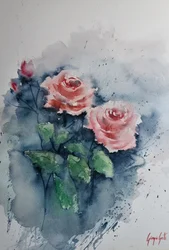 Rosa Aquarellrosen