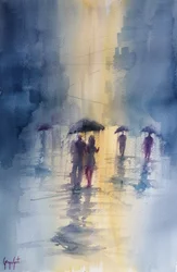 Regnerische Stadt Regenschirme