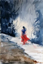 Rotes Kleid Winterwald