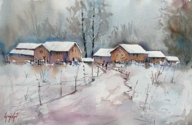 Rustikales Winterdorf