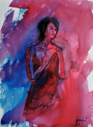 Gelassene Frau Aquarell