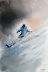 Skifahrer im Pulverschnee