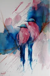 Lebhafte Pink-Blaue Vögel