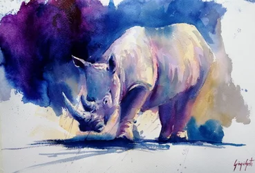 Lebendiges lila Nashorn