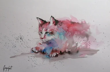 Aquarell Kätzchen Spritzer