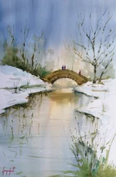 Winterbrücke Spiegelung