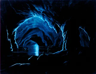 Reproduktion eines Stichs der Blauen Grotte auf der Insel Capri