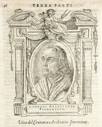 Mailand, Biblioteca Braidense, Vite de piv excellent, Giorgio Vasari 1568, Simone genannt der Chronik Florentiner Architekt