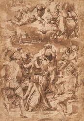 Die Steinigung des Heiligen Stephanus, mit der Dreifaltigkeit darüber