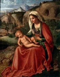 Die Jungfrau und das Kind in einer Landschaft