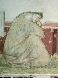 Erscheinung des Hl. Franziskus an den Hl. Antonius, Fresko (Detail), Basilika Santa Croce, Bardi-Kapelle, Florenz, 1325-1330