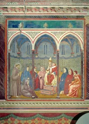 St. Franziskus predigt eine Predigt an Papst Honorius III, 1297-99