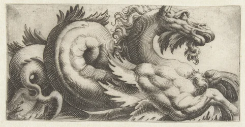 Seepferdchen mit blattförmigen Flossen und einem Bart (Friesen mit Seemonstern)