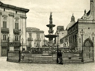 Der Orionbrunnen, Piazza Duomo, Messina, Sizilien, Italien