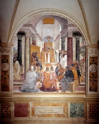 Benedikt exkommunizierte zwei Nonnen und absolviert sie nach ihrem Tod (Fresko)