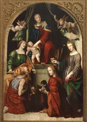 Madonna mit Kind und Engeln unter den Heiligen Hieronymus, Katharina von Alexandria, Lucia und Johannes der Evangelist