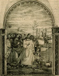 Vermehrung von Broten und Fischen, Fresko von Sodoma (1477-1549), Refektorium von Sant