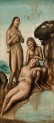 Polyphem entdeckt Galatea und Acis, nach 1500 (Öl auf Leinwand)