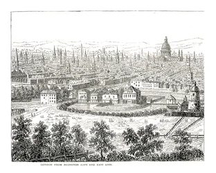 London von Islington City und East End. Nach einer Ansicht von Canaletti, veröffentlicht 1753