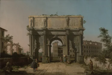 Ansicht des Konstantinsbogens mit dem Kolosseum