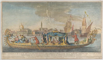 Die hochverzierte erste Gondel des Botschafters Giovanni Battista Colloreado