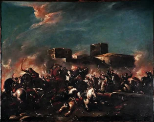 Schlacht Gemälde von Giovanni Antonio Guardi (1699-1760) 18. Jahrhundert Venedig, Museo Correr