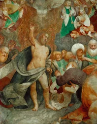 Christus Richter empfängt den Heiligen Petrus im Himmel