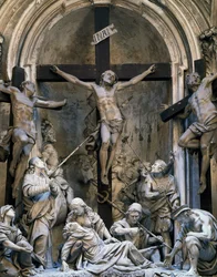 Passion, Skulpturengruppe von Giovanni Battista Barberini, 1339-1345, Kirche St. Augustinus, Cremona, Italien