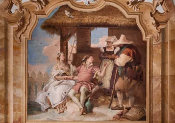 Palazzina: Zweiter Raum oder Raum von Ariosto mit Fresken aus Orlando Furioso: Angelica und Medoro im Haus des Hirten