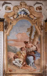 Palazzina: Zweiter Raum oder Raum von Ariosto mit Fresken aus Orlando Furioso: Angelica und Medoro ritzen ihre Namen in die Rinde der Pflanzen