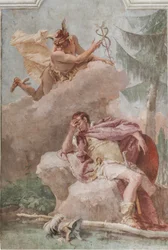 Palazzina (Kleines Gebäude), der dritte Raum oder Raum der Aeneis: "Aeneas träumt von Merkur, der ihm befiehlt zu gehen"