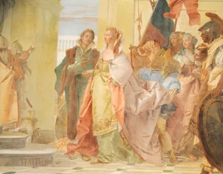 Die Großmut des Scipio, von Giambattista Tiepolo (1696-1770), Fresko, Detail, Villa Lombardi Cordellina, Montecchio Maggiore, Vicenza, Italien