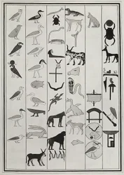 Zeichnungen der Dekorationen aus dem Grab des Pharao Psammetich I., reproduziert 1817 von Giovanni Battista Belzoni, im British Museum, London